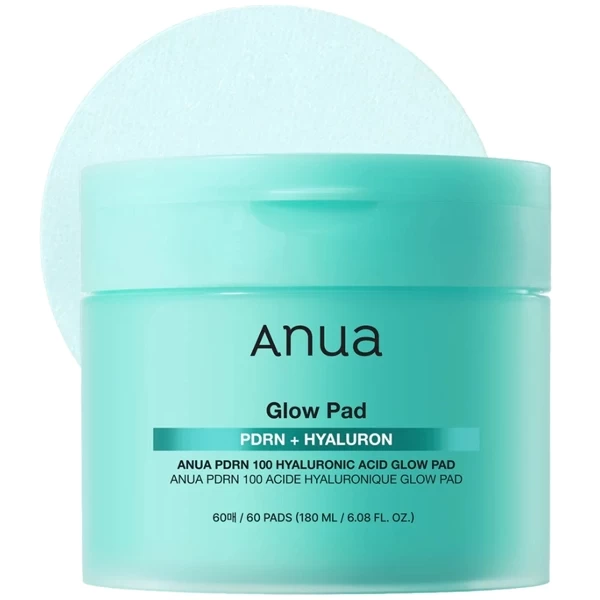 Almofadas Tônicas Anua PDRN 100 Hyaluronic Acid Glow Pad de 60 Unidades